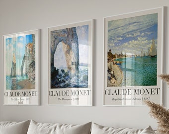 Monet Coastal Landscape Print Set, French Vintage Poster (Digital Download)