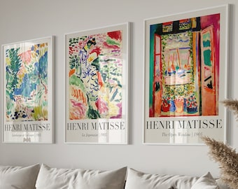 Henri Matisse Exhibition Poster Set of 3, Vintage Gallery Wall Art (Digital Download)