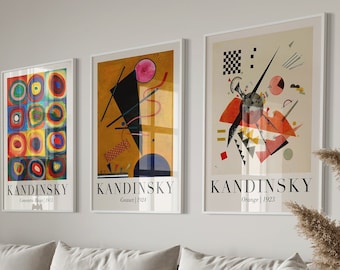 Kandinsky Exhibition Poster Set of 3, Abstract Mid Century Decor (Digital Download)
