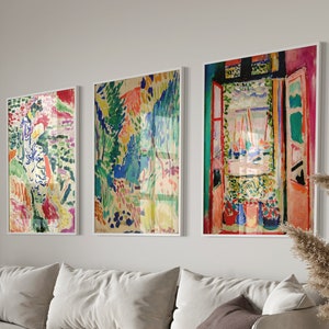 Juego de 3 impresiones de Henri Matisse para pared, póster de pintura al óleo vintage, impresión de paisaje rústico, decoración de pared de fauvismo abstracto, descarga digital