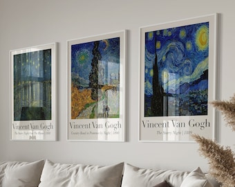 Van Gogh Starry Night Print, Vintage Exhibition Poster (Digital Download)