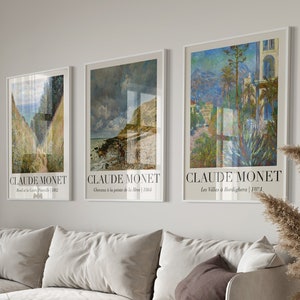 Arte mural imprimible de Claude Monet, póster de exposición de paisajes vintage, impresión de arte rural francés, decoración mural impresionista, descarga digital