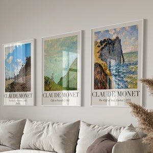 Arte de pared imprimible de Claude Monet sobre la costa, impresión artística de estilo campestre francés, póster de exposición de museo vintage, decoración de paisaje marino, descarga digital