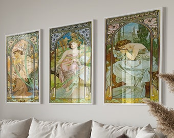 アルフォンス・ミュシャのプリント可能な壁掛けアート、ヴィンテージアールヌーボーポスター、デジタルダウンロード