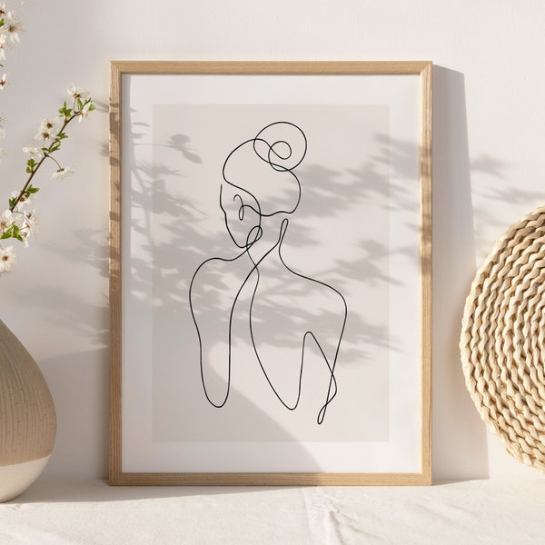 Frau Linie Zeichnung Kunstdruck, minimalistische feminine One Line Wand Wohnkultur, weibliche Körper Print Poster, moderne Körper Linie Kunst, digitaler Download
