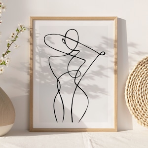 Frau Linie Zeichnung Kunstdruck, feminine One Line Wand Wohnkultur, minimalistische weibliche Körper Print Poster, moderne Körper Linie Kunst, digitaler Download