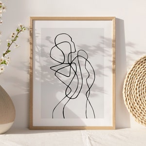 女性の線画アートプリント、フェミニンなワンラインウォールホームデコレーション、ミニマリストな女性のボディプリントポスター、モダンなボディラインアート、デジタルダウンロード