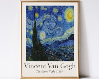 ゴッホの星月夜プリント、有名な絵画のデジタルコピー、風景