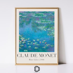 Claude Monet Seerosen Kunstdruck, Botanischer Garten Landschaft Wandkunst, Vintage Monet Malerei, Monet Ausstellungsplakat, digitaler Download