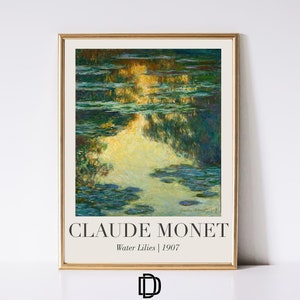 Arte de parede para impressão de Claude Monet, impressão de nenúfares, pôster de exposição vintage, pintura campestre francesa, decoração impressionista, download digital