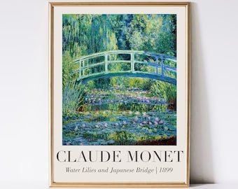 Claude Monet Japanese Bridge Print, Botanical Garden Landscape Wall Art, Digital Download