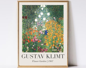 Lámina de jardín de flores de Gustav Klimt, arte botánico vintage (descarga digital)