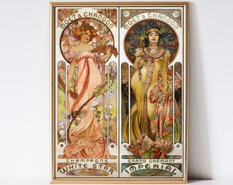 Alphonse Mucha Print, Art Nouveau Woman Portrait (Digital Download)