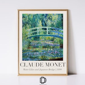 Claude Monet Japanische Brücke Druck, Botanischer Garten Landschaft Wandkunst, Vintage Monet Gemälde, Monet Ausstellungsplakat, Digitaler Download