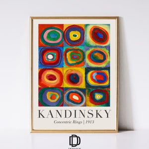 Lámina artística de Wassily Kandinsky, póster vintage de la exposición Kandinsky, arte mural colorido de mediados de siglo, decoración abstracta artística, descarga digital