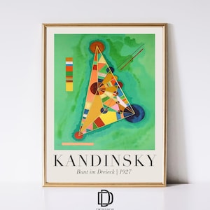 Wassily Kandinsky Printable Wall Art, Vintage Museum Exhibition Poster, Abstract Triangle Print, Mid Century Wall Decor, Digital Download