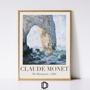 Arte mural imprimible de Claude Monet Manneporte, impresión de pintura de paisaje marino, póster vintage de exposición de playa, decoración de pared costera, descarga digital