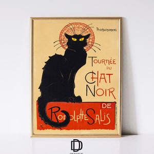 芸術的な黒猫の印刷可能な壁アート、ヴィンテージの猫のポスター、アンティークの動物プリント、猫好きの壁装飾、展示会ポスター、デジタルダウンロード