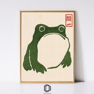 Japanese Matsumoto Hoji Frog Print, Vintage Frog Woodblock Poster, Ukiyo-e Frog Print, Japanese Frog Printable Wall Art, Digital Download
