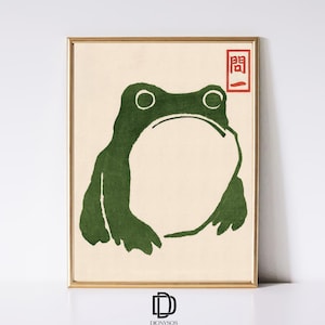 Japanischer Matsumoto Hoji Frosch Druck, Vintage Frosch Holzschnitt Poster, Ukiyo-e Frosch Druck, japanischer Frosch druckbare Wandkunst, digitaler Download