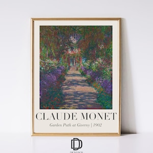 Claude Monet Druckbare Wandkunst, Botanischer Garten Weg in Giverny Druck, Vintage Ausstellungsplakat, französisches Landhausdekor, digitaler Download