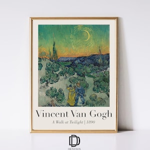 Vincent Van Gogh Landscape Printable Wall Art, Walk at Twilight Print, Vintage Exhibition Poster, Impressionist Wall Decor, Digital Download