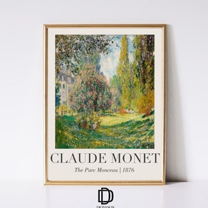 Claude Monet Parc Monceau druckbare Wandkunst, Botanischer Garten Druck, Vintage Landschaft Poster, französische Landwand-Dekor, digitaler Download