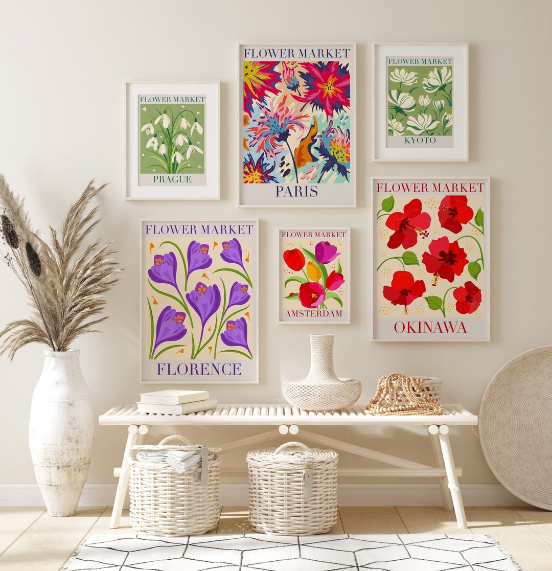 Flower Market Printable Wall Art Set of 6, Flowermarket Exhibition ...