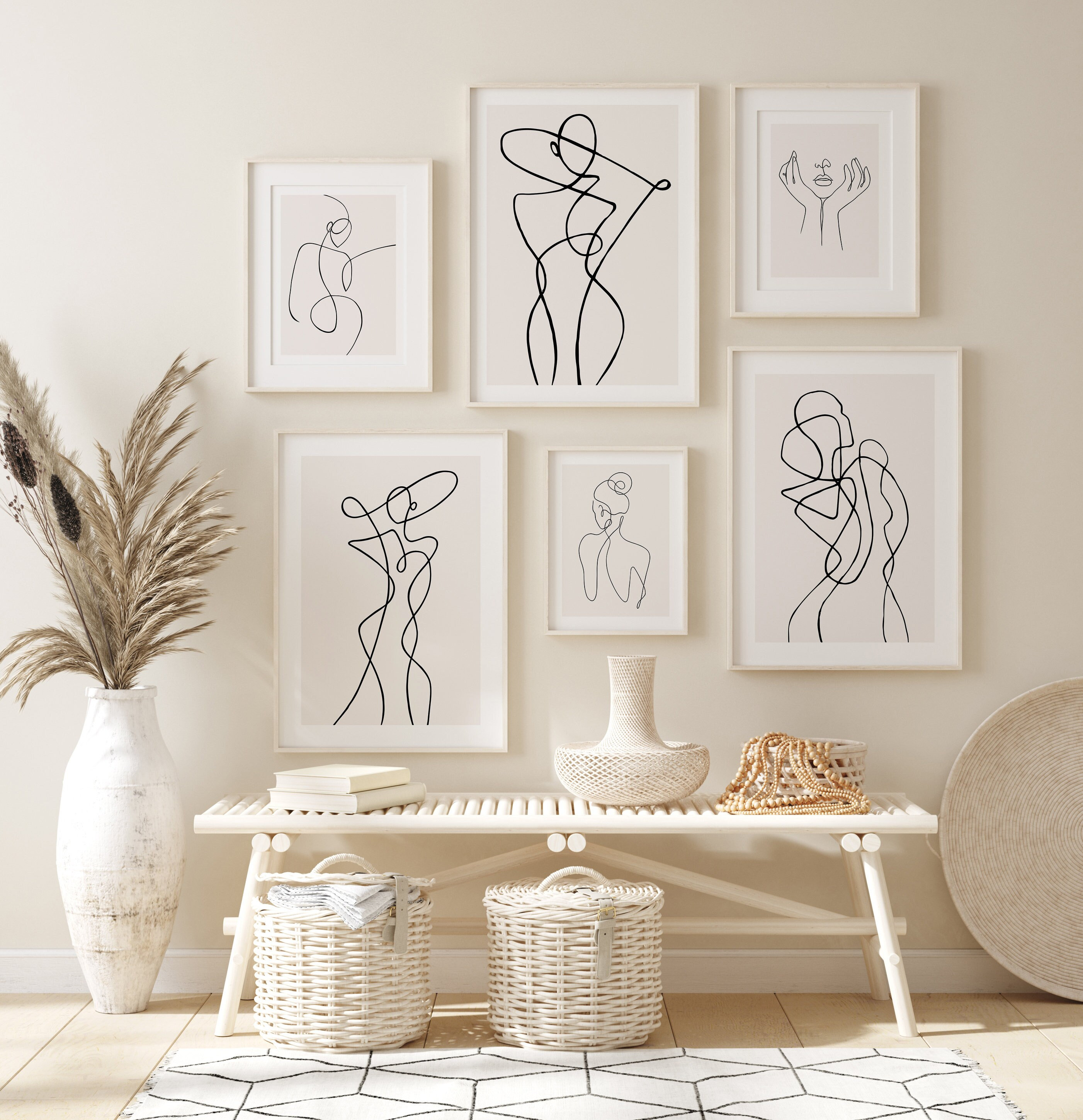Woman Artful Line Art Print Set of 6, Minimalist One Line Home Decor ...