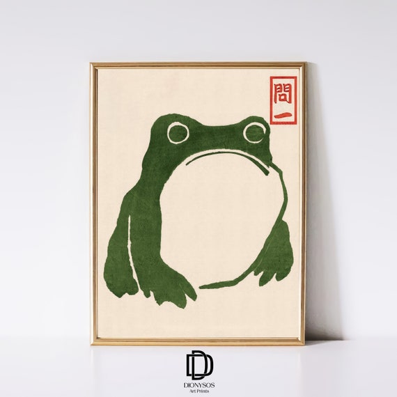 Japanese Matsumoto Hoji Frog Print, Vintage Frog Woodblock Poster, Ukiyo-e Frog Print, Japanese Frog Printable Wall Art, Digital Download