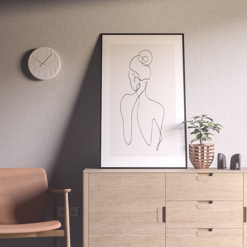 Woman Line Drawing Art Print Minimalist Feminine One Line - Etsy