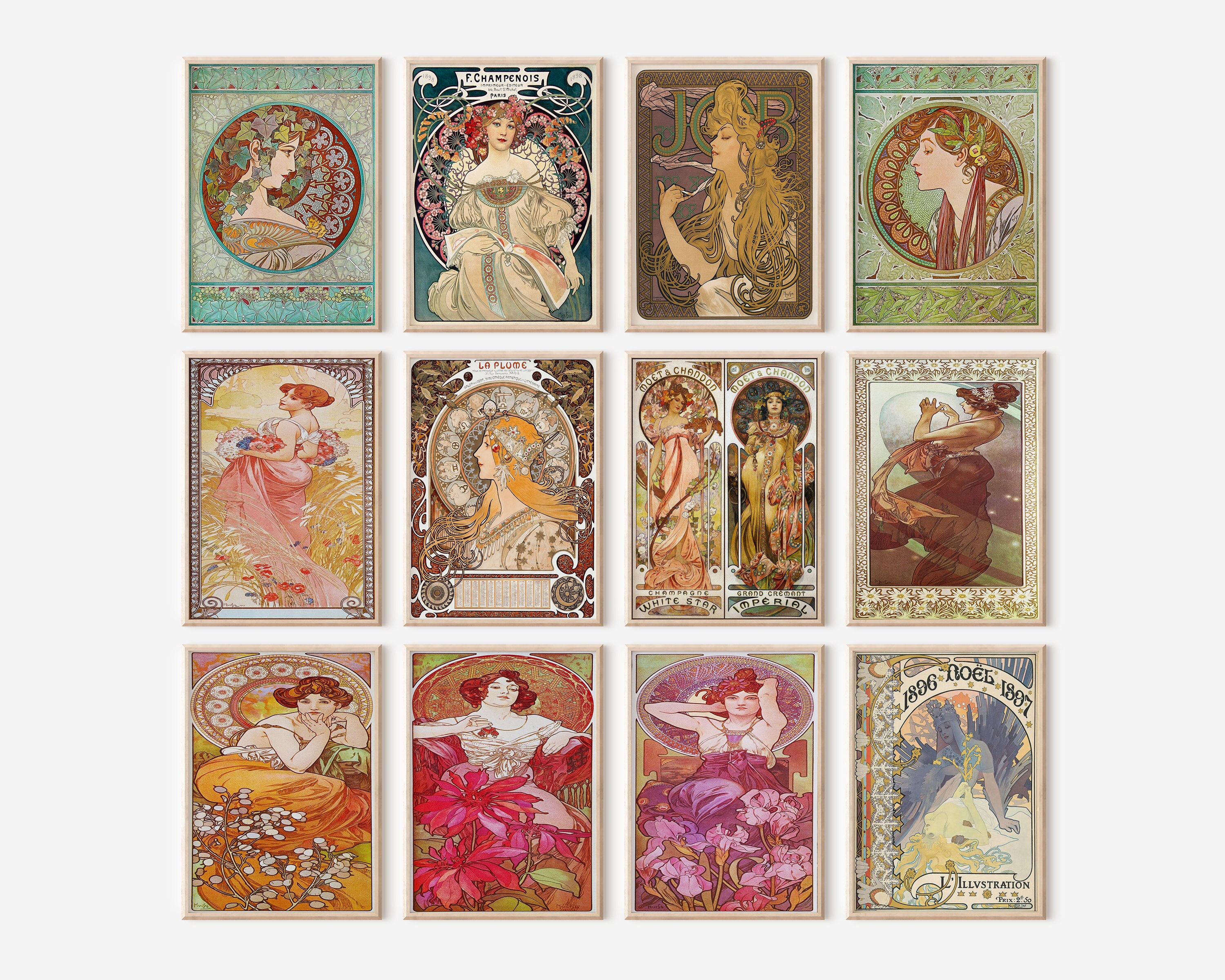 Photophore En Verre Art Déco - Motif Alphonse Mucha - Transparent - Hauteur 10 Cm