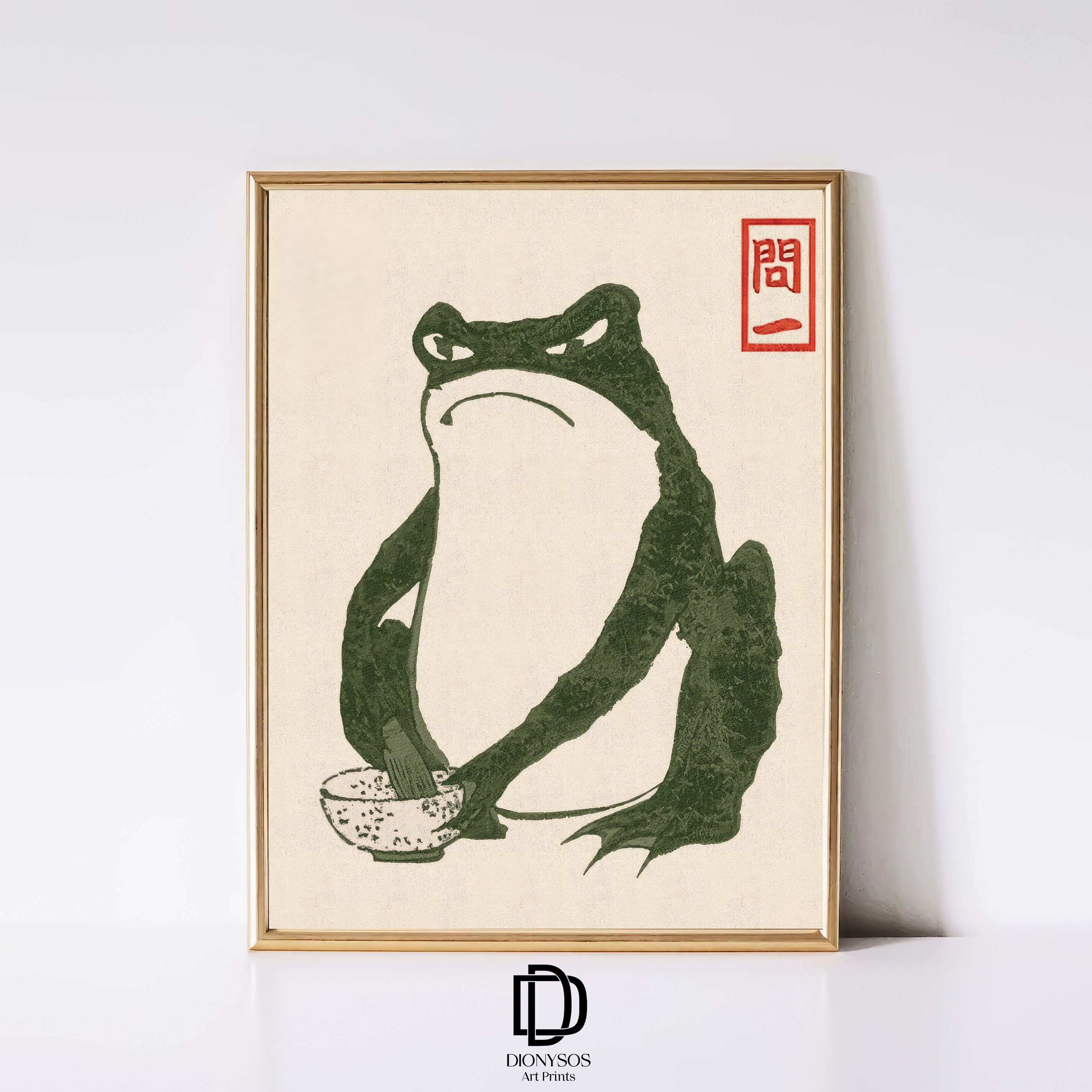 Japanese Matsumoto Hoji Frog Print, Vintage Frog Woodblock Poster