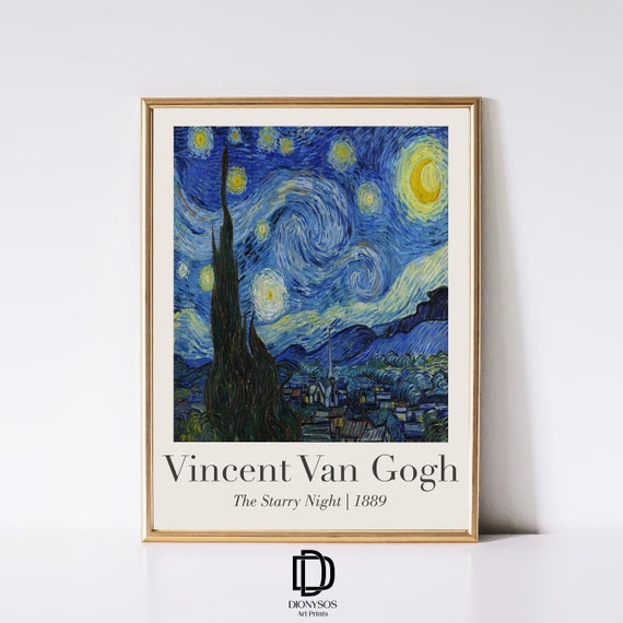 Van Gogh Starry Night Print, Vintage Impressionist Oil Painting (Digital Download)