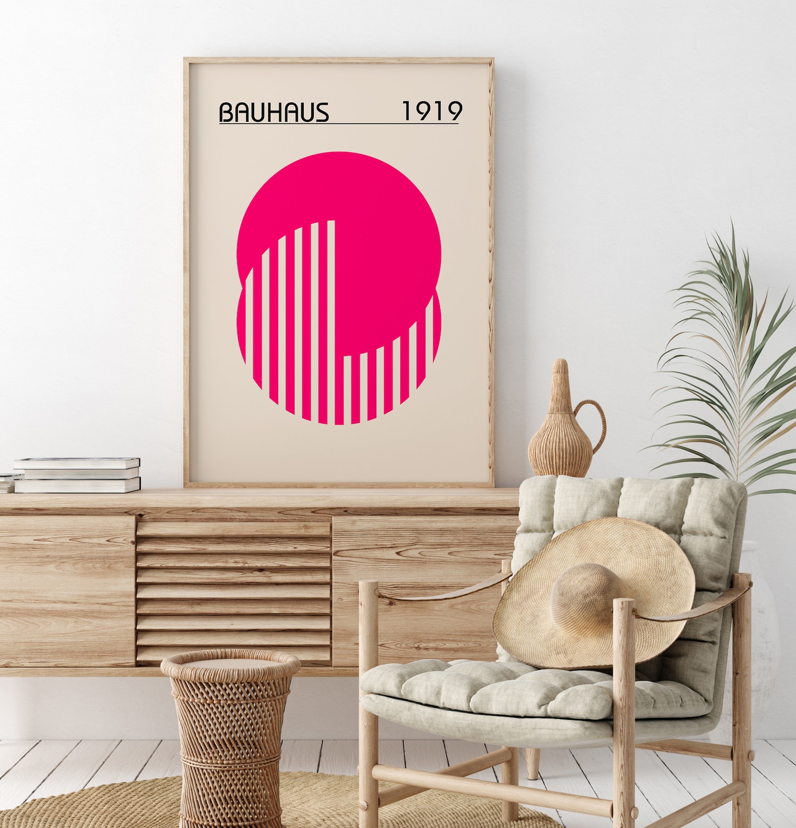 Pink Bauhaus Set of 3 Poster Print, Minimalist Retro Wall Art, Bauhaus ...