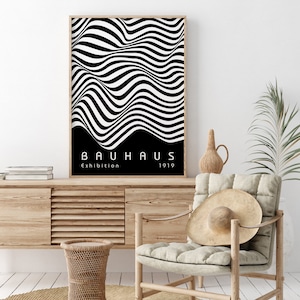 Bauhaus Poster Set of 3, Minimalist Retro Wall Art, Black White Bauhaus ...