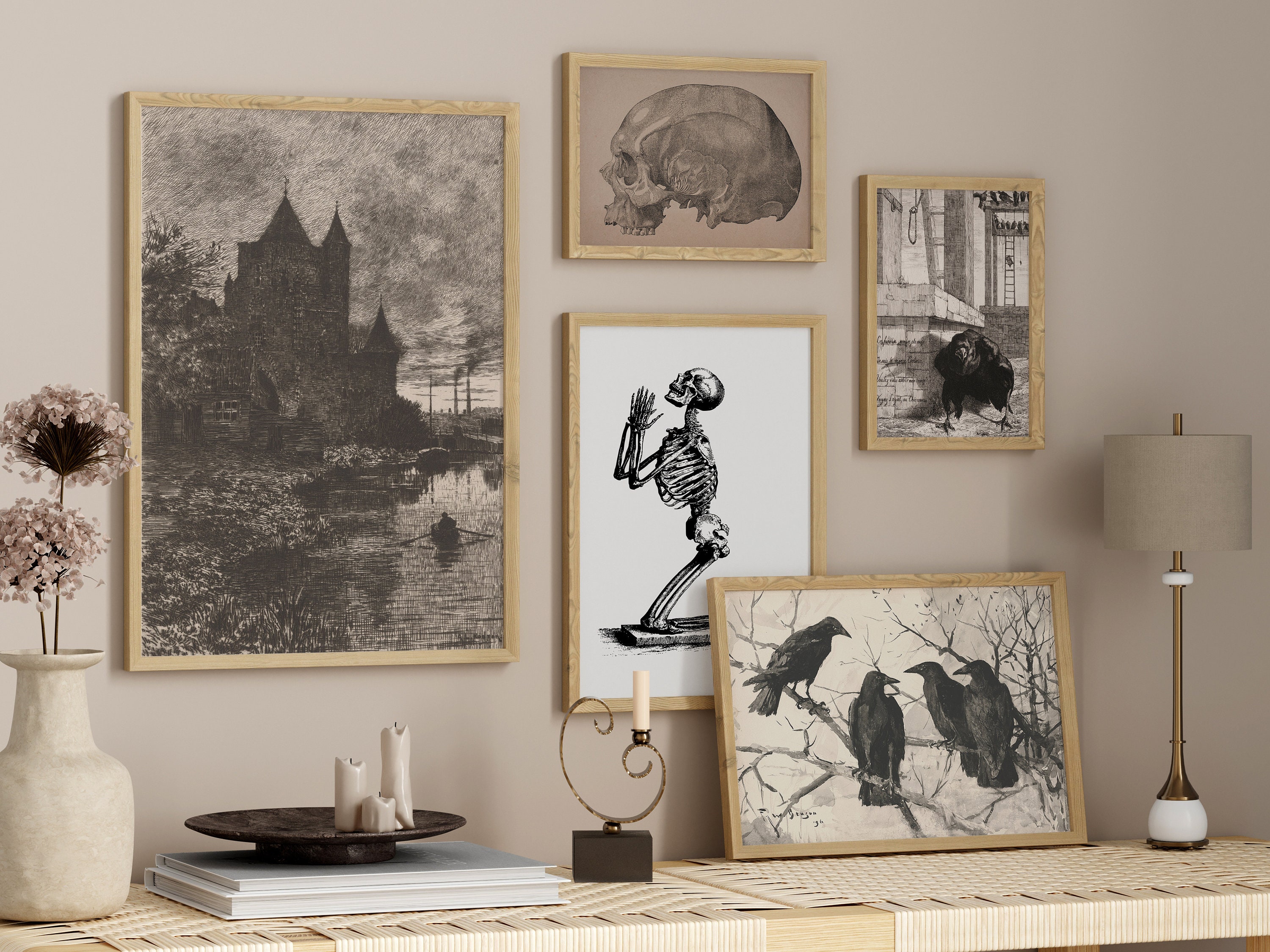 Dark Academia Gallery Wall Art Set, Gothic Halloween Decor (digital ...