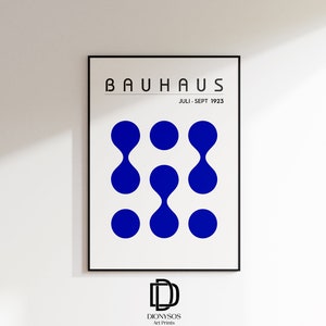 Blue Bauhaus Set of 3 Poster Print, Minimalist Retro Wall Art, Bauhaus ...