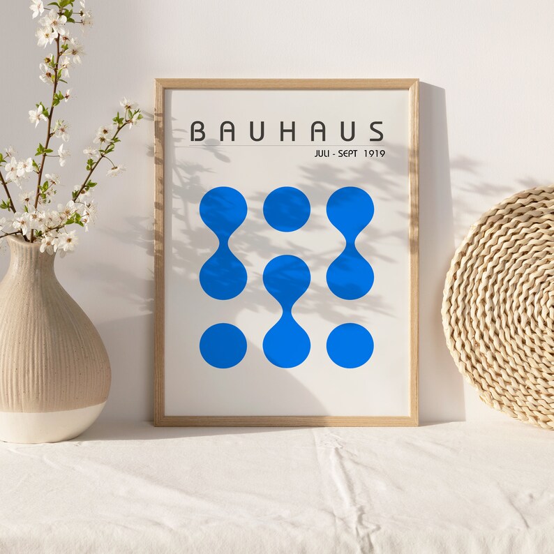 Blue Bauhaus Printable Poster Set of 6, Abstract Geometric Wall Art ...