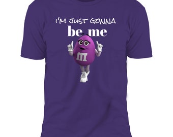 m&m shirt,mm tshirt, purple mm shirt, m and m tshirt, I'm just gonna be me, purple character, perfect gift for Men, Men's Performance shirt