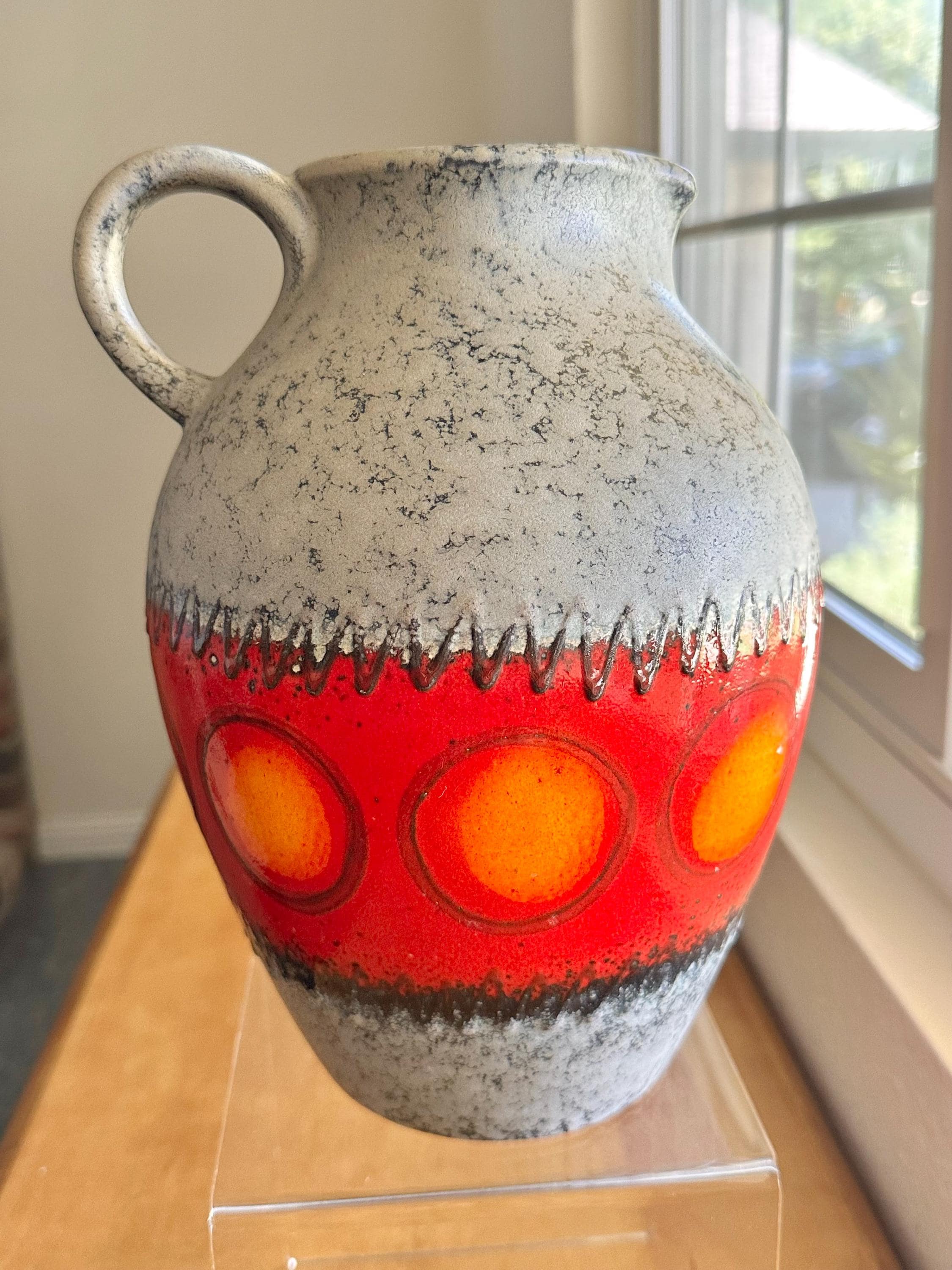 Dumler and Breiden West German Pottery Pitcher Vase Lava Black