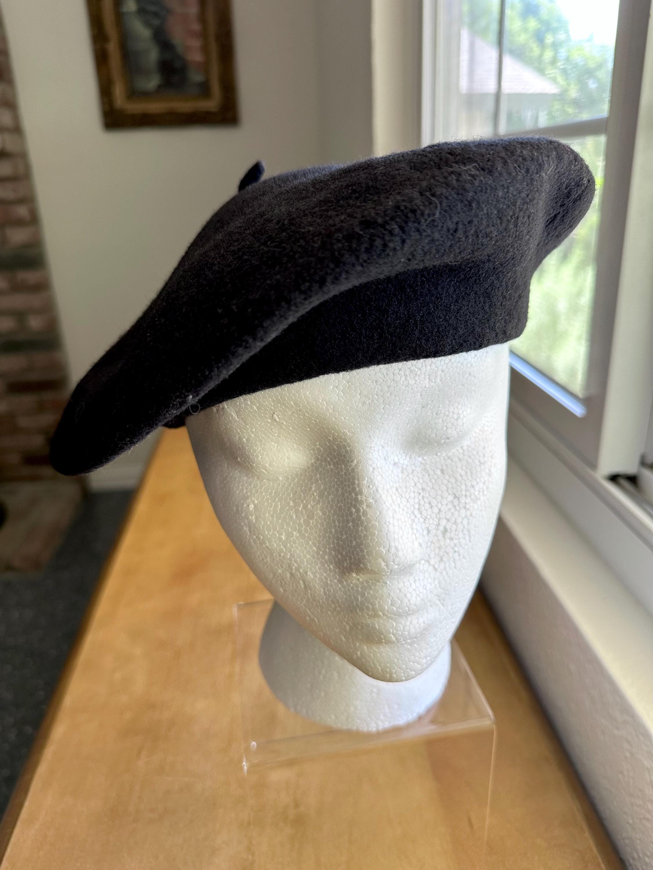 Vintage Basque French Black Wool Beret French Beret, Hat Cap Basque Campan Wool Black, France  main image 2