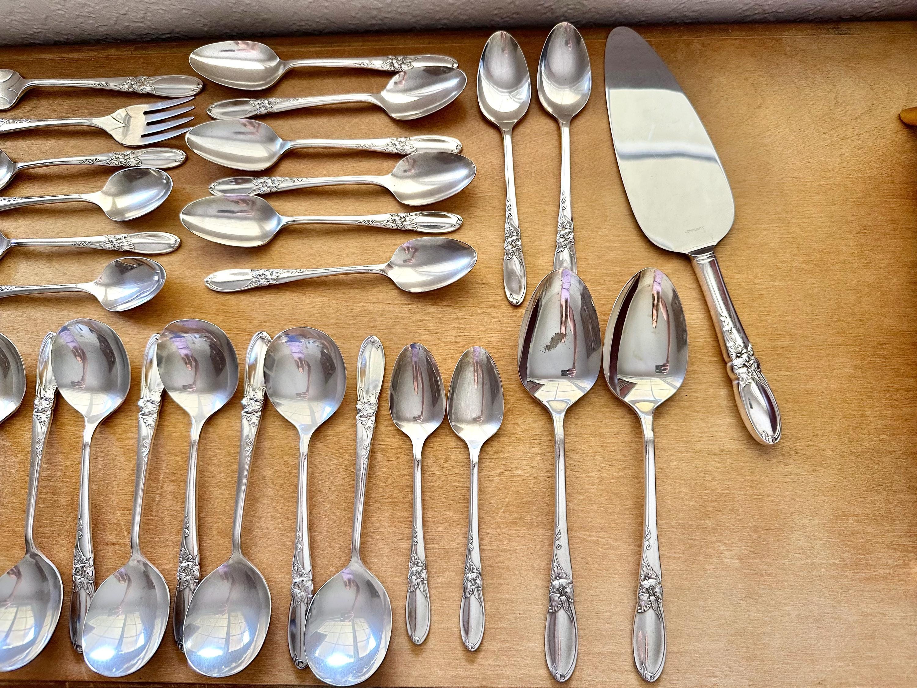 Silver Plated Art Nouveau Community Flatware White Orchid Pattern, 8 ...