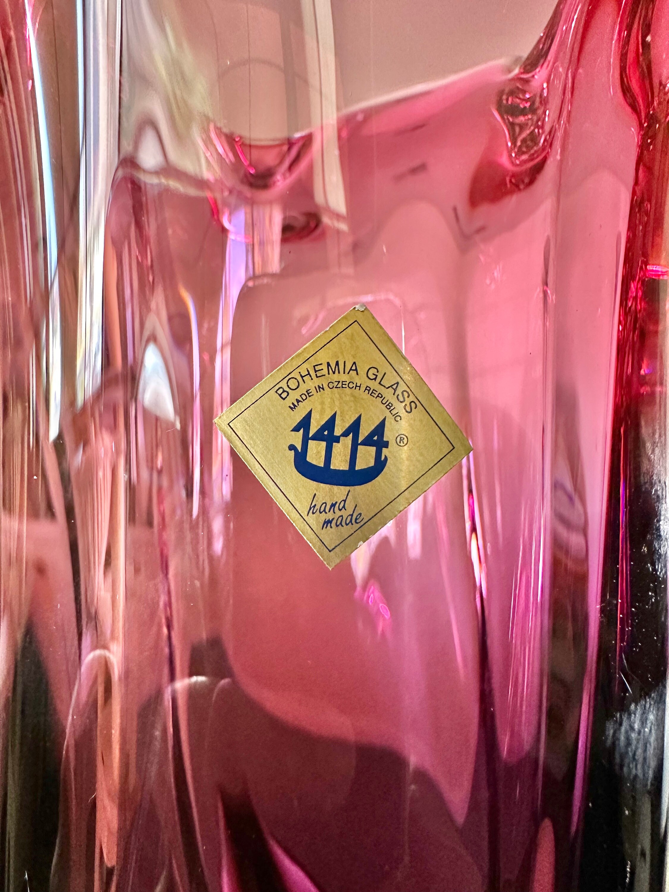 Chribska Encased Crystal Glass Bohemian Czech Freeform Four Finger