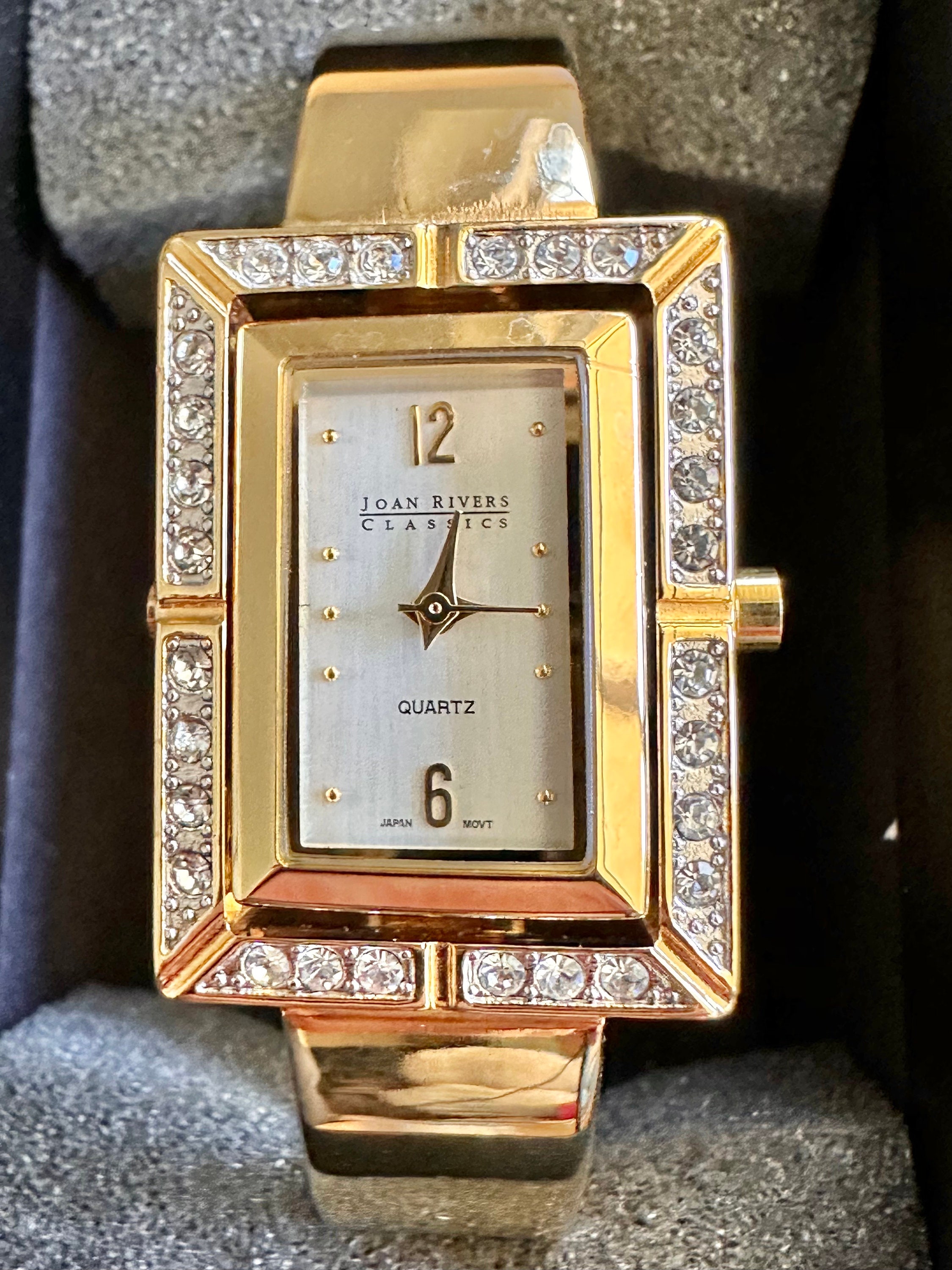Joan Rivers Classic Crystal Quartz Gold Tone Watch and
