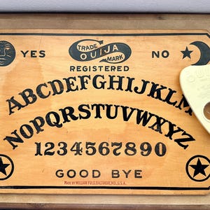 Antik 1919 Original William Fuld Trä Ouijabräda Mystifierande med Plast Vintage Planchette, Esoteriska Kontaktandar, Livet Efter Detta