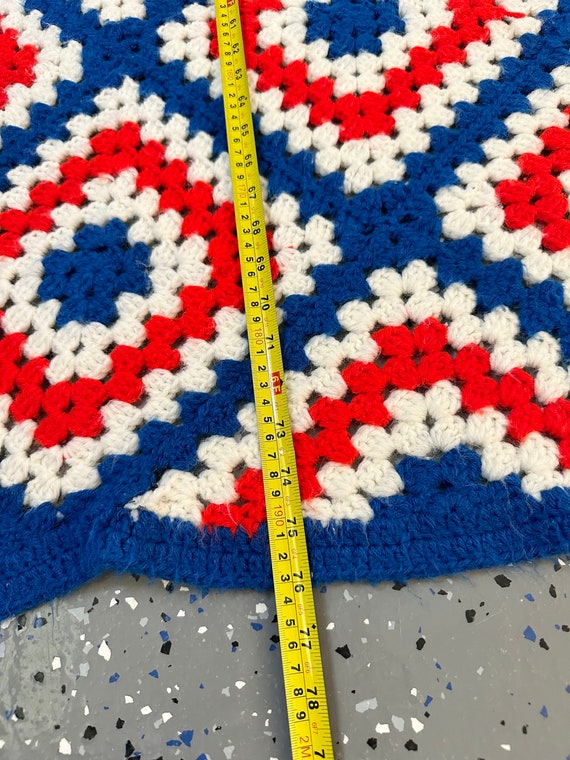 Granny Square Medium Size 41”x 76” Blanket in USA Red, White