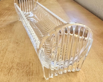 Godinger helder 24% loodkristallen cracker en koekjes dienblad, harmoniepatroon, prismatisch effect, 9 inch lang, vintage art deco