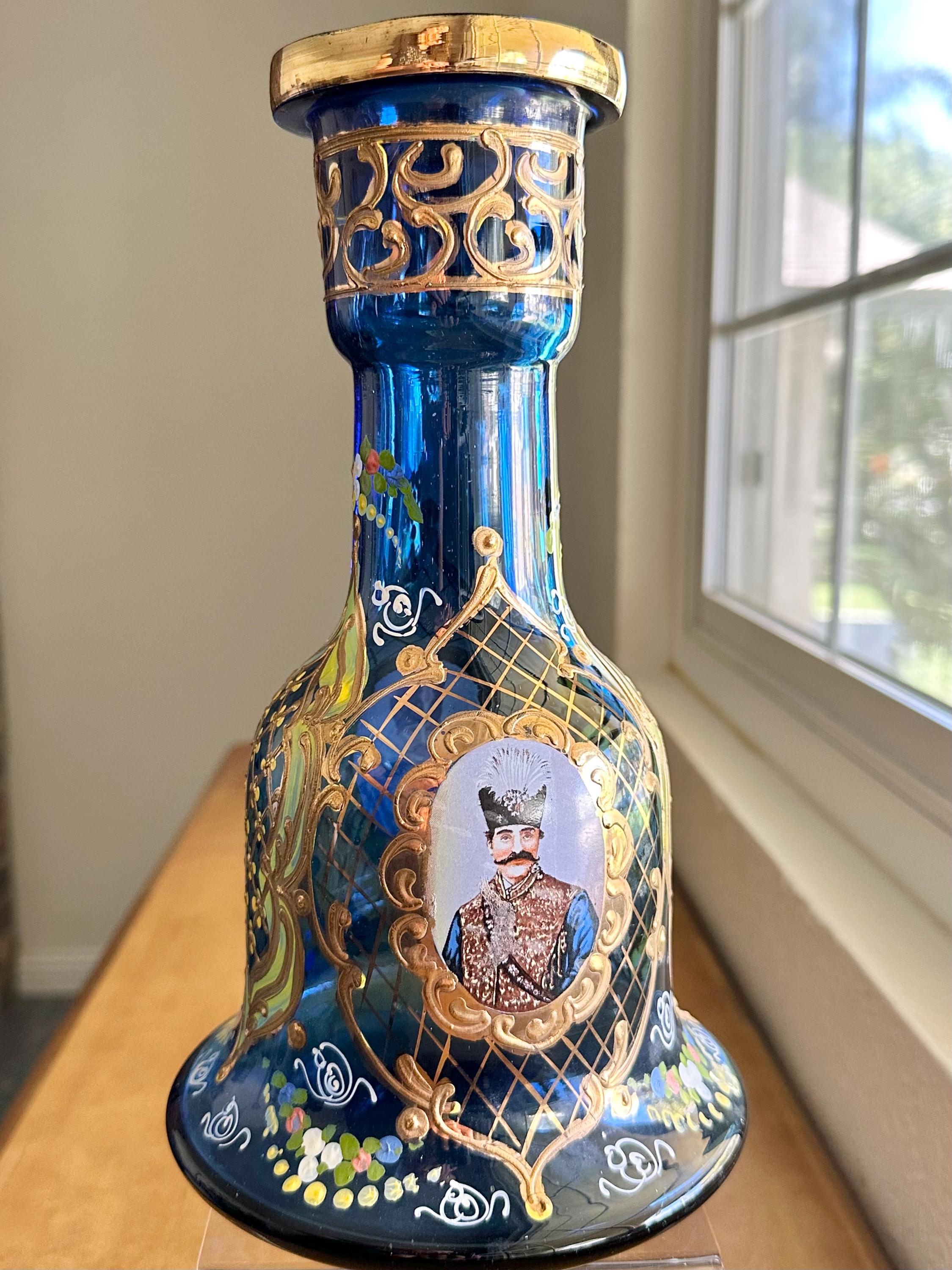 cobalt-blue-persian-theme-11-hooka-shaped-vase-22k-gold-hand-painted