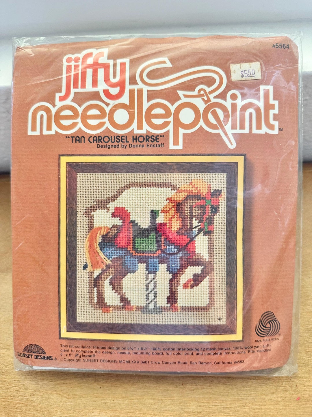 Carousel Needlepoint Jiffy Unopened Needlepoint Tan Carousel Horse Merry Go Round With Frame ...